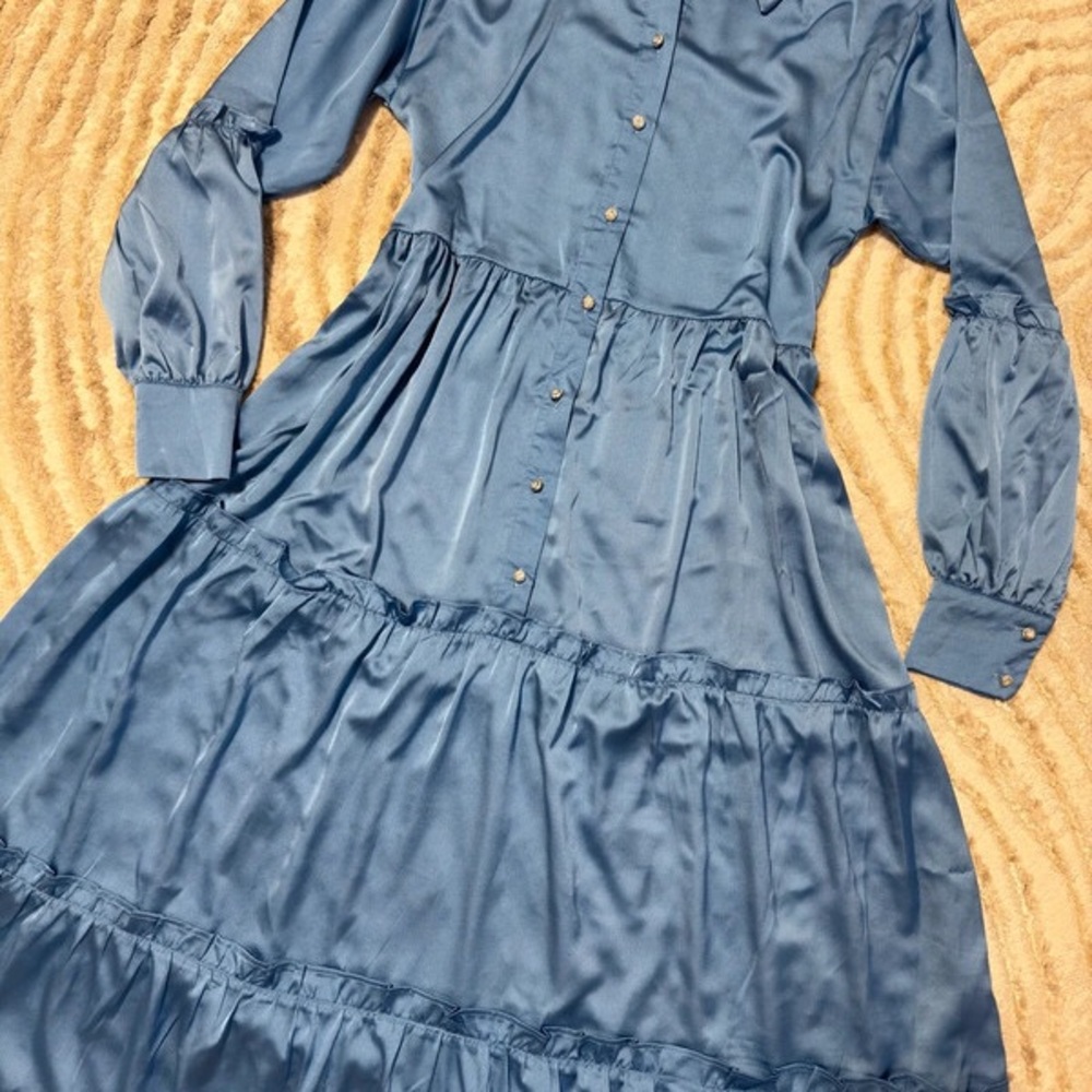 Chic Long Sleeve Blue Dress